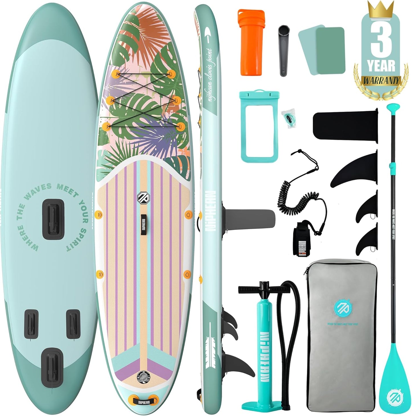 Inflatable Stand Up Paddle Board with SUP Accessories, Anti-Slip EVA Deck, 10’6’’ Inflatable Paddle Boards for Adults & Youth of All Skill Levels