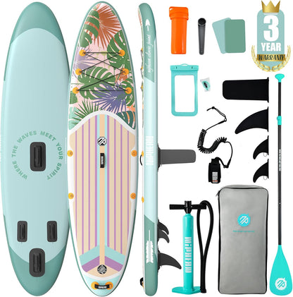 Inflatable Stand Up Paddle Board with SUP Accessories, Anti-Slip EVA Deck, 10’6’’ Inflatable Paddle Boards for Adults & Youth of All Skill Levels