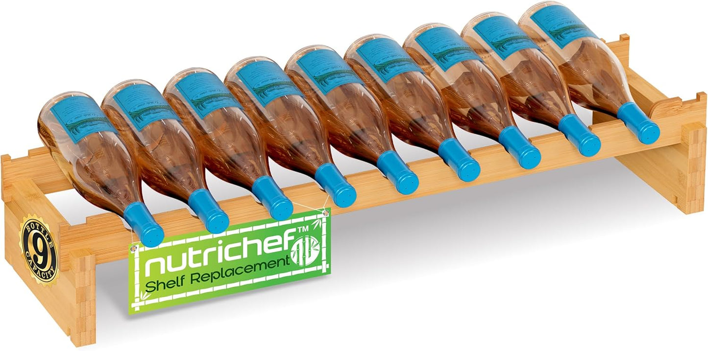 NutriChef 72 Bottle Wine Rack Stackable Bamboo Freestanding, 8-Tier Modular Shelf, Sturdy Wobble Free, Upgraded 2026 Design, Easy No-Tool Assembly for Kitchen, Cellar or Bar Storage 33.5" x 10" x 41"