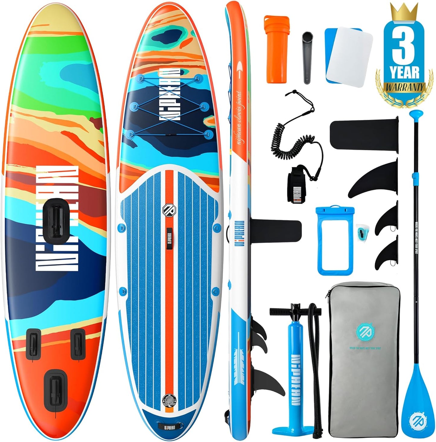 Inflatable Stand Up Paddle Board with SUP Accessories, Anti-Slip EVA Deck, 10’6’’ Inflatable Paddle Boards for Adults & Youth of All Skill Levels