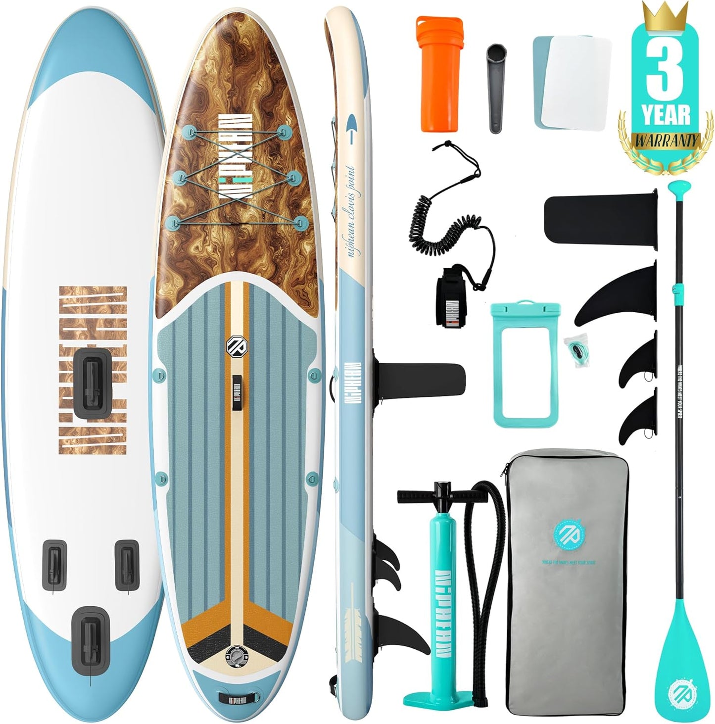 Inflatable Stand Up Paddle Board with SUP Accessories, Anti-Slip EVA Deck, 10’6’’ Inflatable Paddle Boards for Adults & Youth of All Skill Levels