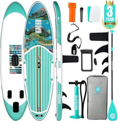 Inflatable Stand Up Paddle Board with SUP Accessories, Anti-Slip EVA Deck, 10’6’’ Inflatable Paddle Boards for Adults & Youth of All Skill Levels