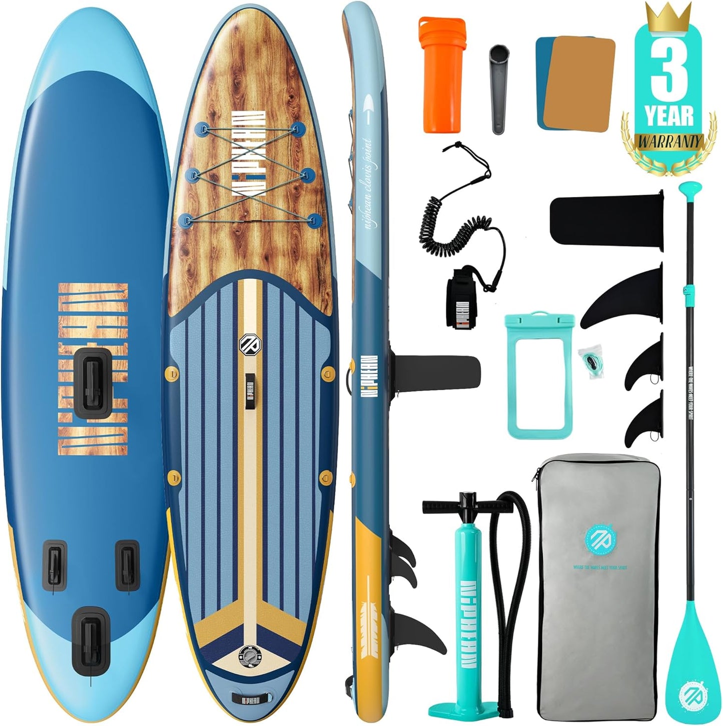 Inflatable Stand Up Paddle Board with SUP Accessories, Anti-Slip EVA Deck, 10’6’’ Inflatable Paddle Boards for Adults & Youth of All Skill Levels