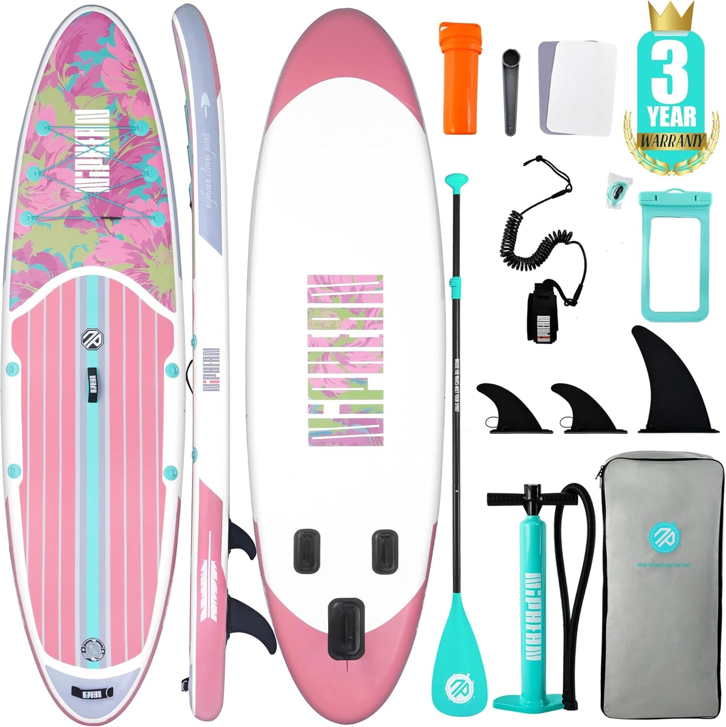 Inflatable Stand Up Paddle Board with SUP Accessories, Anti-Slip EVA Deck, 10’6’’ Inflatable Paddle Boards for Adults & Youth of All Skill Levels