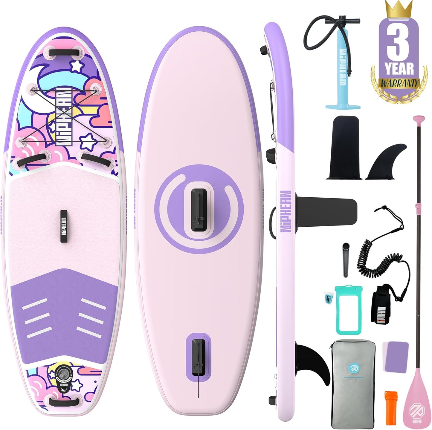 Inflatable Stand Up Paddle Board with SUP Accessories, Anti-Slip EVA Deck, 10’6’’ Inflatable Paddle Boards for Adults & Youth of All Skill Levels