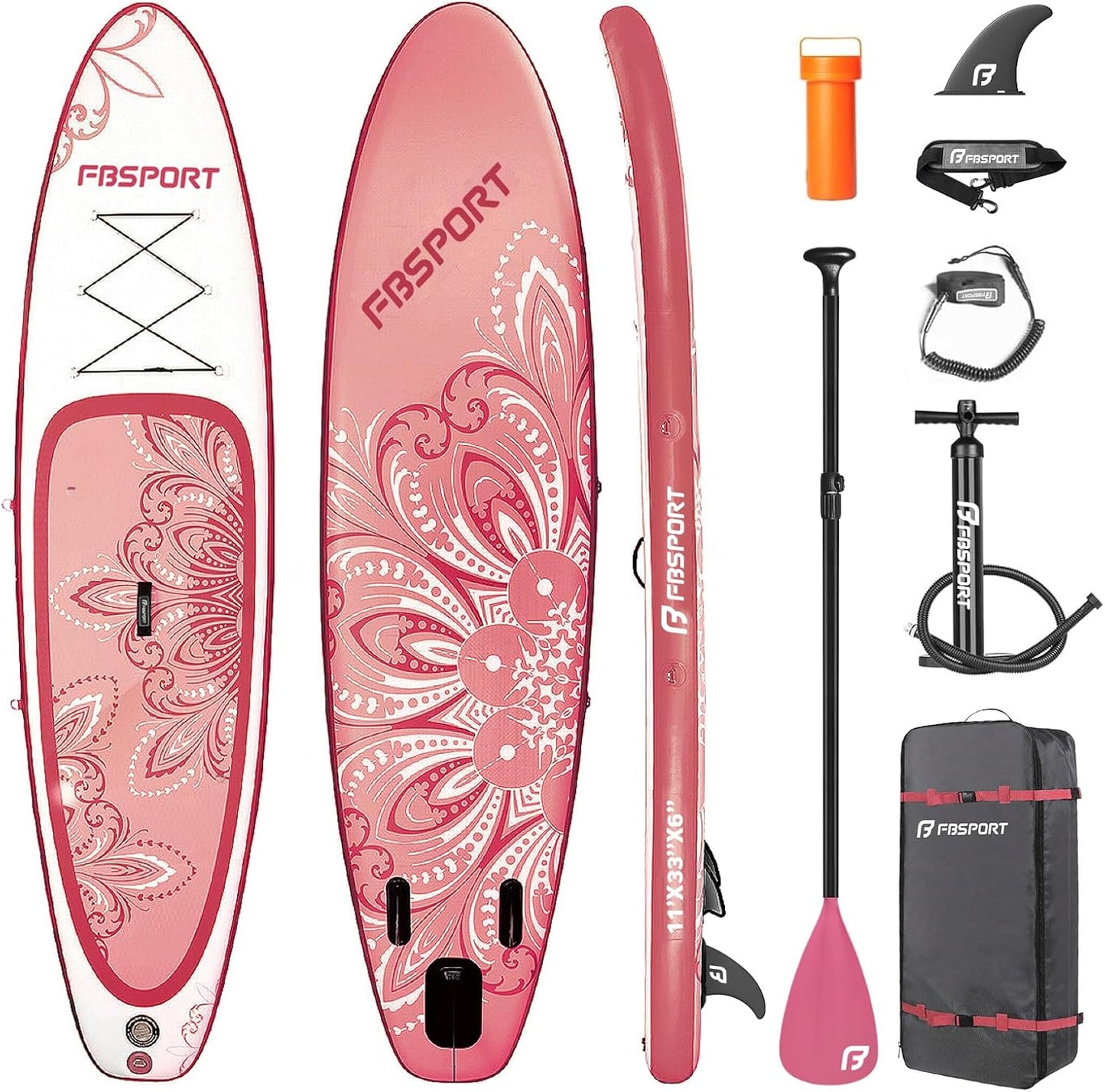 11' Premium Stand Up Paddle Board, Yoga Board with SUP Accessories & Carry Bag | Wide Stance, Surf Control, Non-Slip Deck, Leash, Paddle and Pump for Youth & Adult