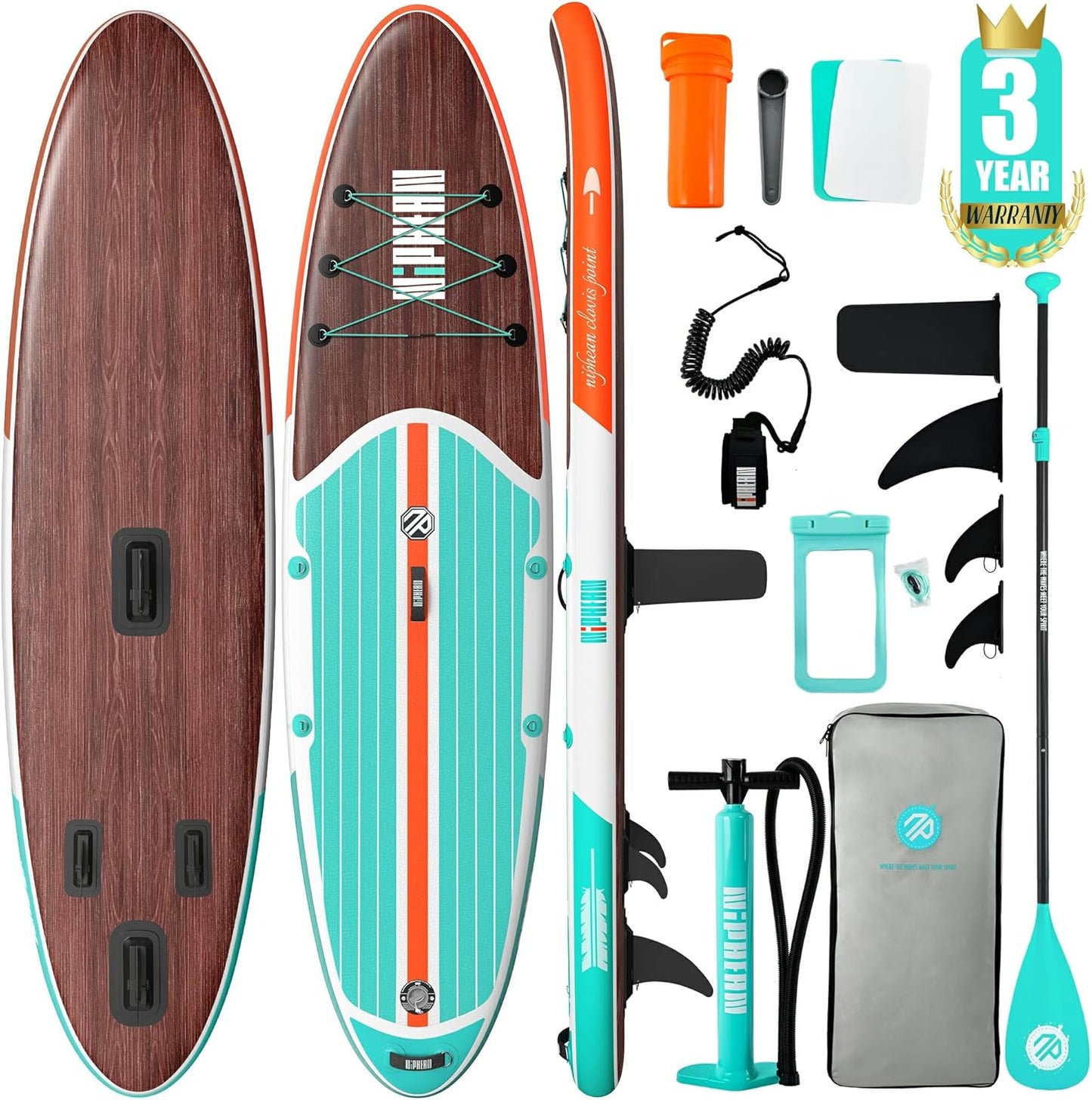 Inflatable Stand Up Paddle Board with SUP Accessories, Anti-Slip EVA Deck, 10’6’’ Inflatable Paddle Boards for Adults & Youth of All Skill Levels
